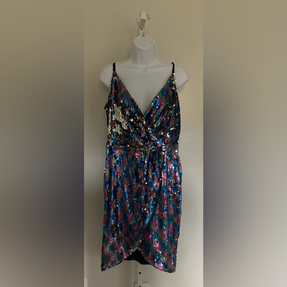 SugarLips Blue Multicolored Sequin Dress
